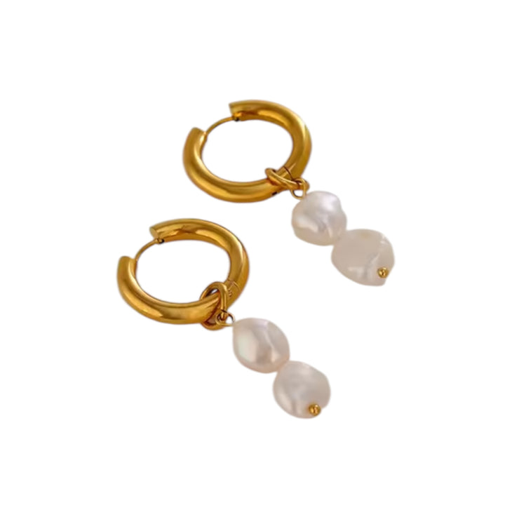 Coco Pearl Hoop Earrings – Single or Double Drop