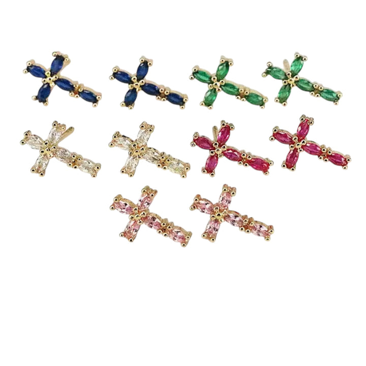 Cross Color Zirconia Earrings
