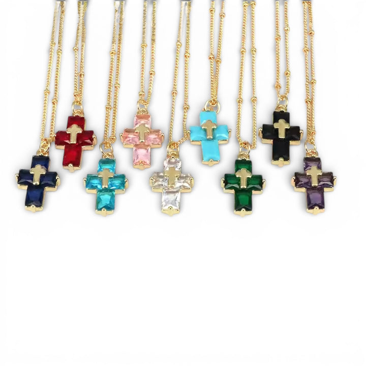 Dainty Crystal Cross Necklace