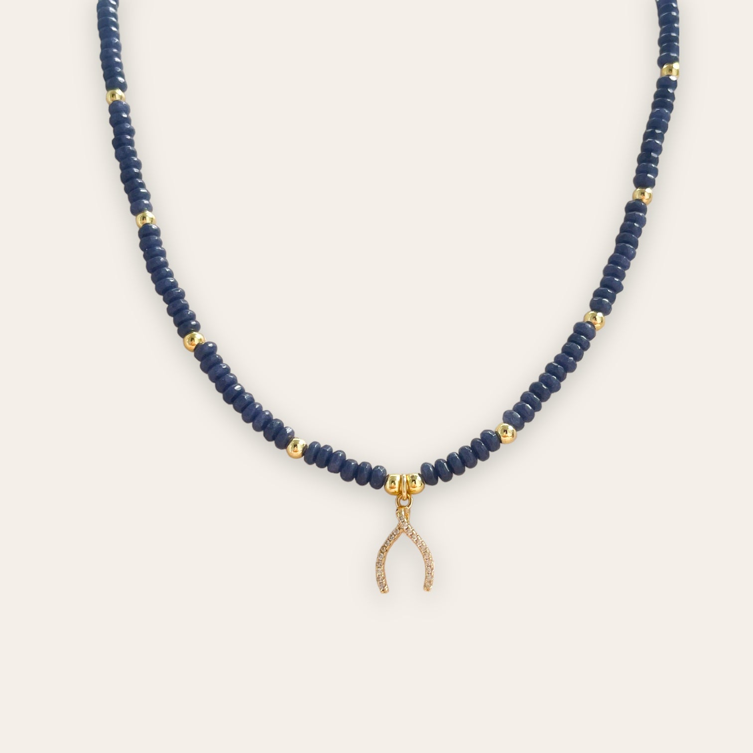 Faceted Sapphire Beaded Necklace w/ South Sea Pearl in 14K Yellow Gold