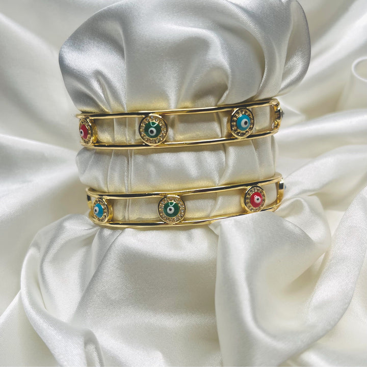HOLIDAYS 22 Default Title Bracelets Mannaz Designs Protective Evil Eye Gold Bangle Bracelet - Empower Your Style 