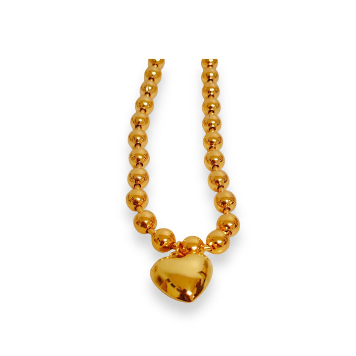 Spring 2024, Valentines Default Title Necklace Mannaz Designs Puffy Heart  Gold Necklace 