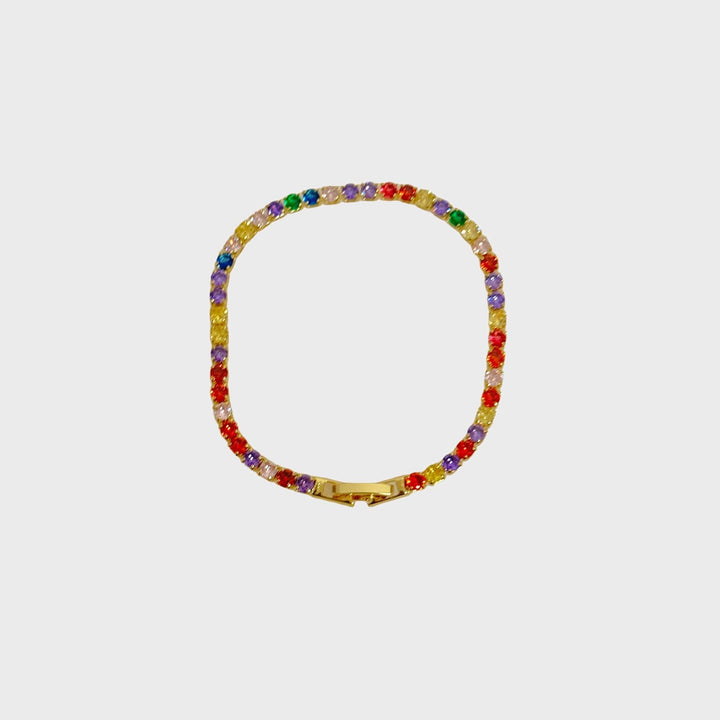 Summer 2021 Default Title Bracelets Mannaz Designs Rainbow  Tennis  Gold Bracelet 