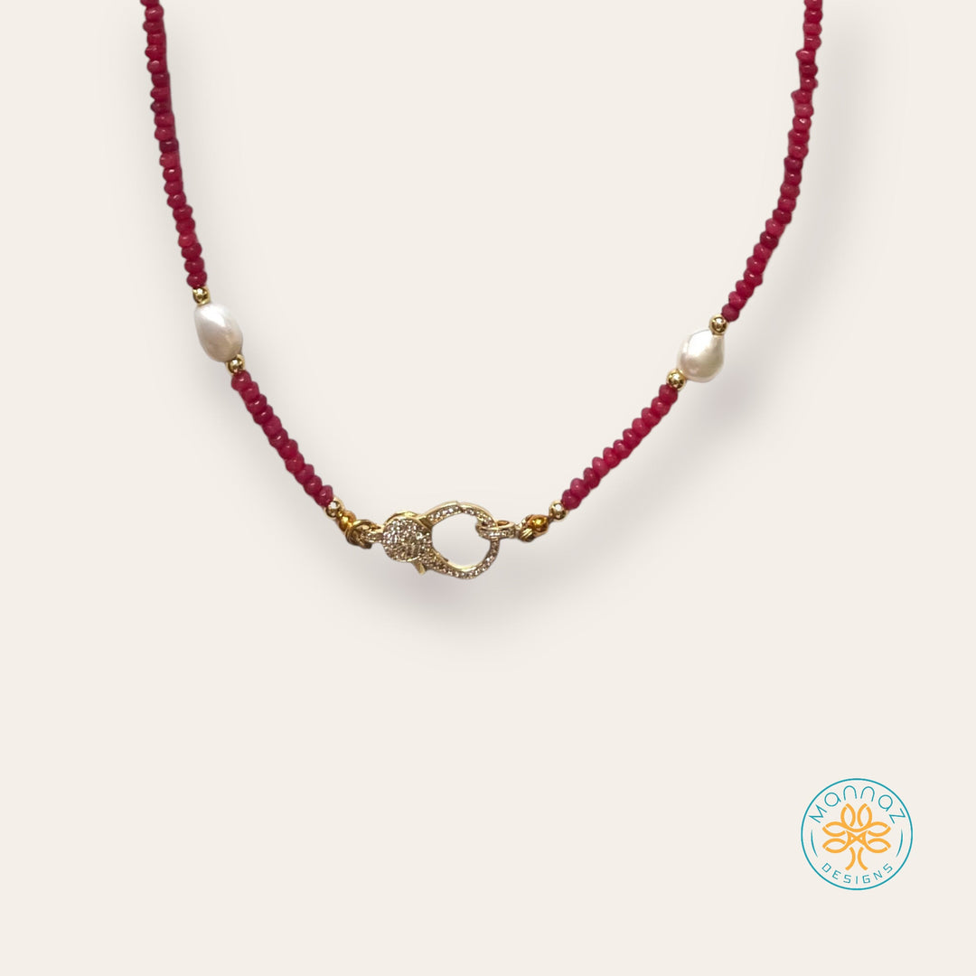 HOL, HOLIDAYS 22, pearl, Pearl necklace Default Title Necklace Mannaz Designs Ruby Red Jade and Pearls Necklace HOL, HOLIDAYS 22, pearl, Pearl necklace Default Title Necklace Mannaz Designs Ruby Red Jade and Pearls Necklace 