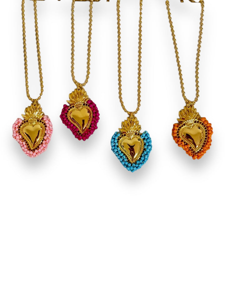 Spring 2024 Red Necklaces Mannaz Designs Sacred Heart Gold Miyouky Necklaces 