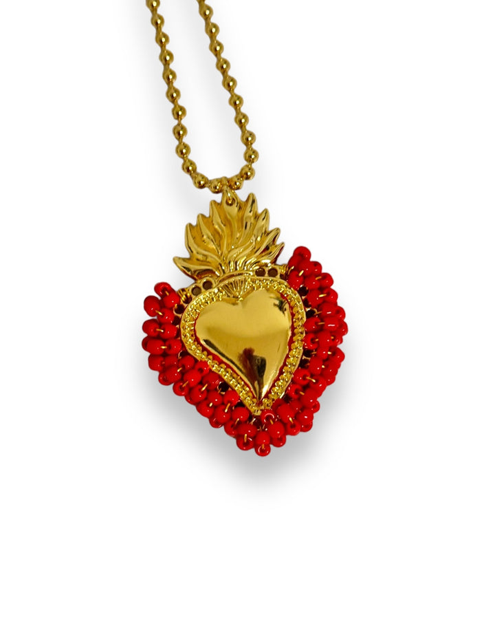 Spring 2024 Red Necklaces Mannaz Designs Sacred Heart Gold Miyouky Necklaces 