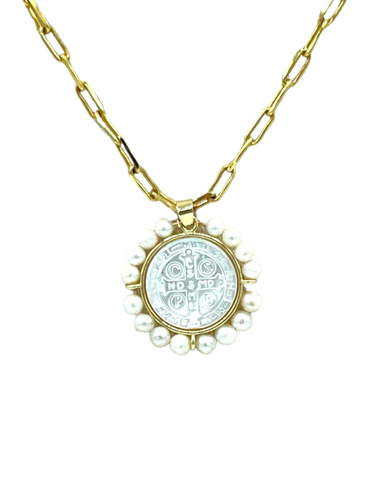 Fall 2021 Default Title Necklaces Mannaz Designs San Benedict Mother of Pearl and Gold Necklace Fall 2021 Default Title Necklaces Mannaz Designs San Benedict Mother of Pearl and Gold Necklace Fall 2021 Default Title Necklaces Mannaz Designs San Benedict Mother of Pearl and Gold Necklace 
