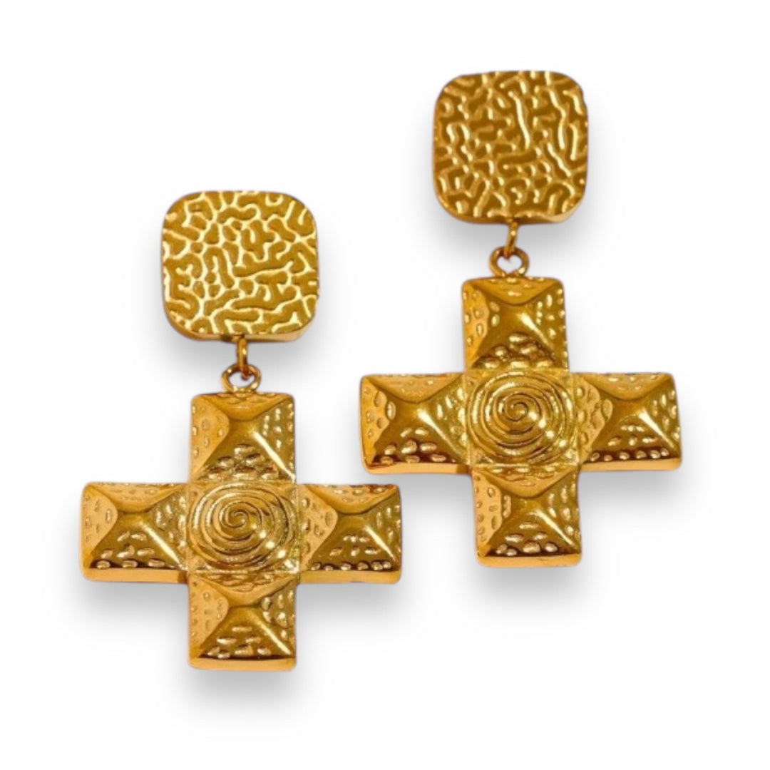 holidays 24 Default Title Earrings Mannaz Designs Sienna Gold Cross Earrings 