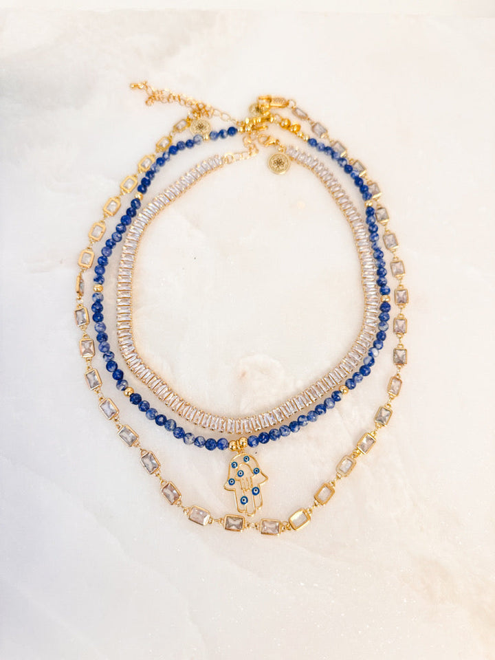 Spring 2024 Default Title Necklaces Mannaz Designs Sodalite Hamsa Gold Necklace 