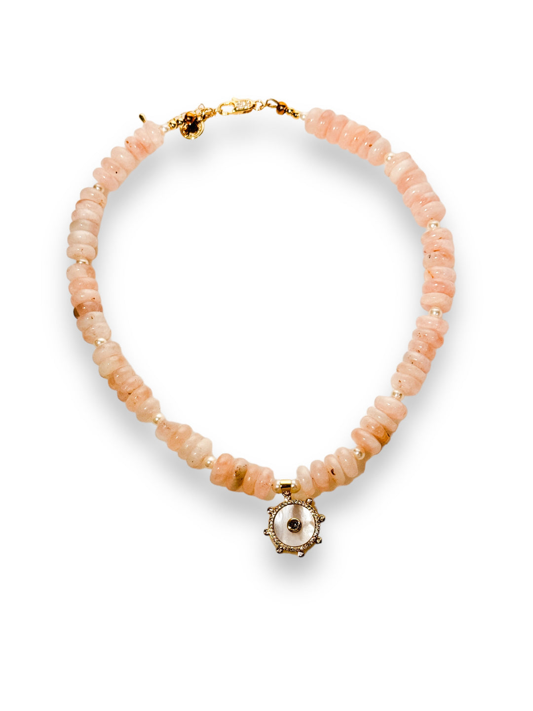 Gemstones, Spring 2024 Default Title Necklaces Mannaz Designs Strawberry Quartz and Pearls Mandala Necklace 