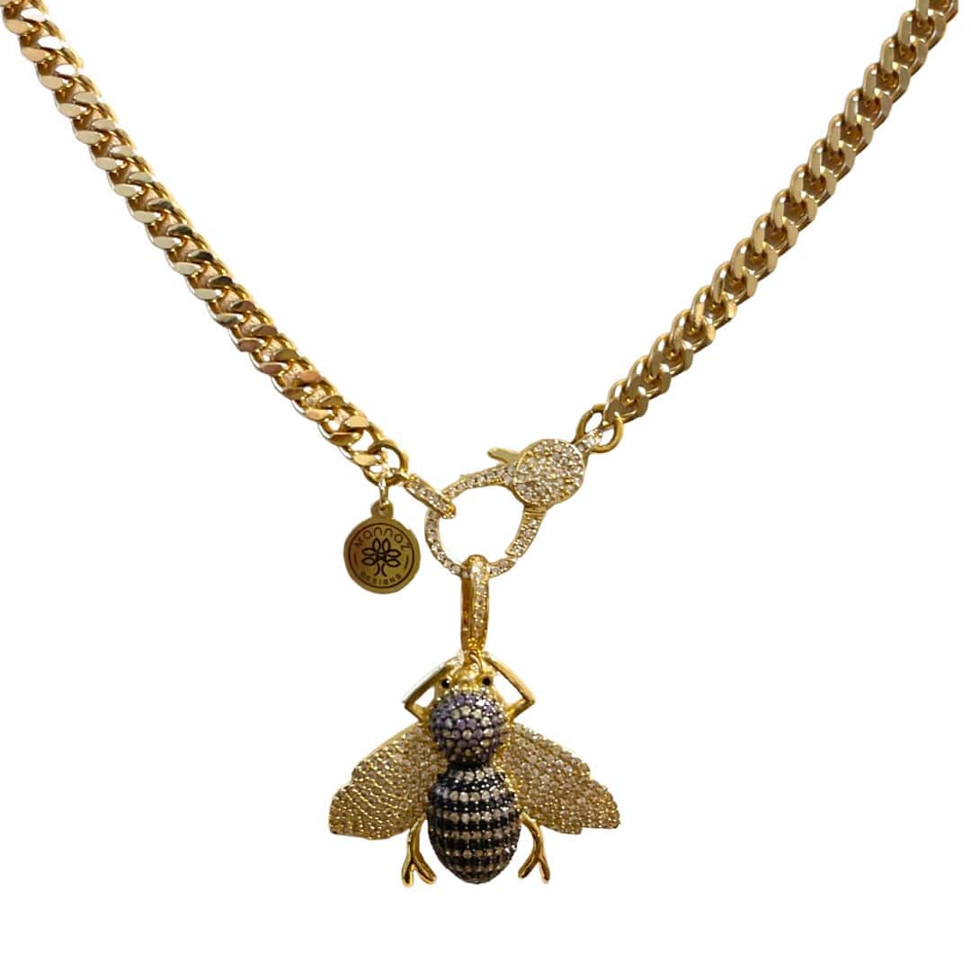  Default Title Necklaces Mannaz Designs The Perseverance Pave Bee Gold Chain Necklace 