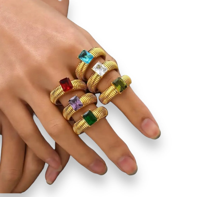 Spring 2024 Aqua Ring Mannaz Designs Trendy Gold Ring 