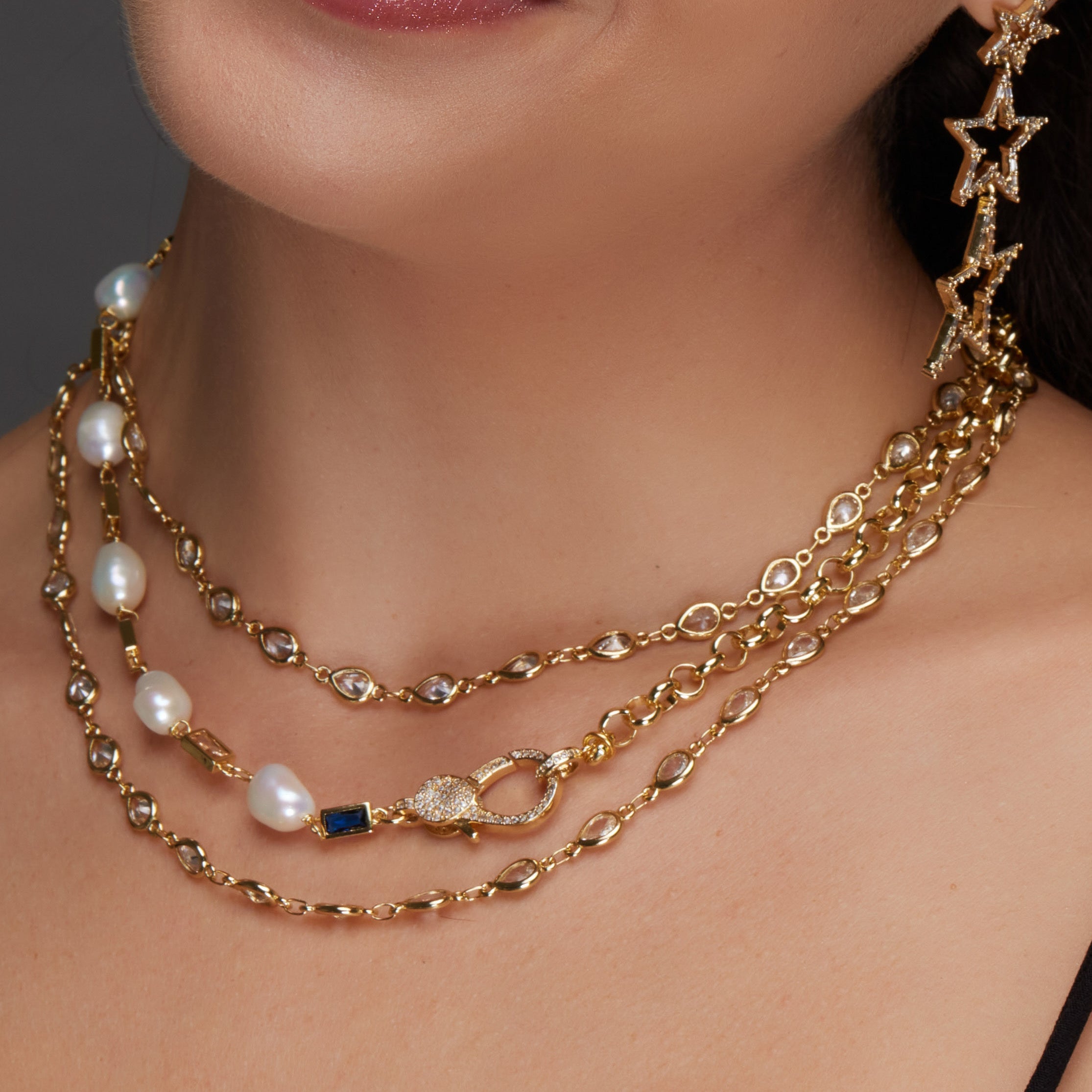 Single Line 8 Mm Pearl Gold Look Necklace – Sanvi Jewels