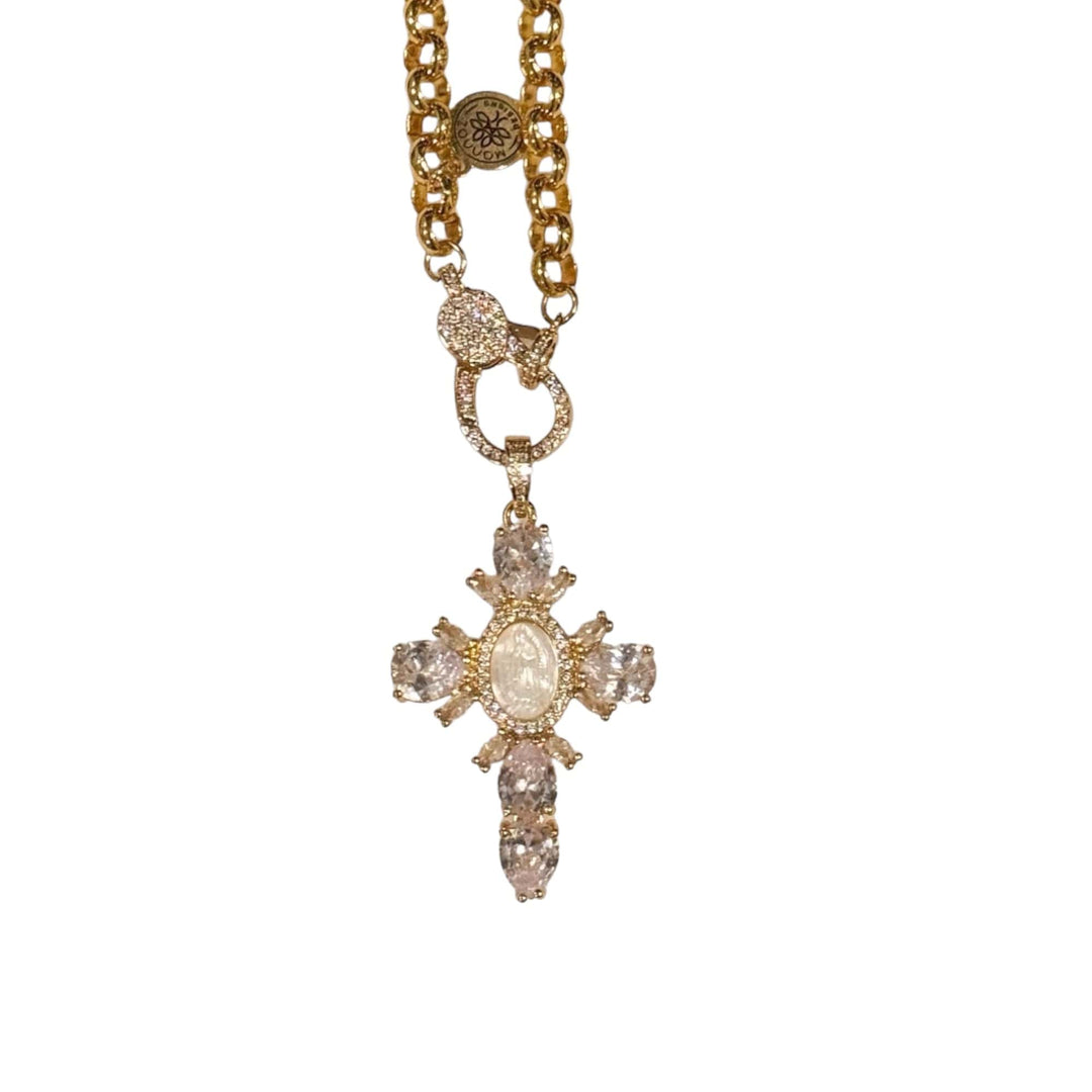  Default Title Necklace Mannaz Designs Virgen de Guadalupe Statement Cross in Gold and Zirconia 