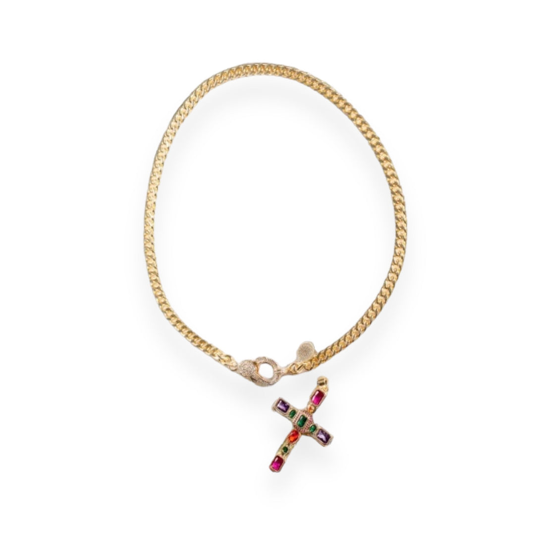 Spring 2024 Queen Necklace Mannaz Designs Zirconia  Cross Gold Necklace 