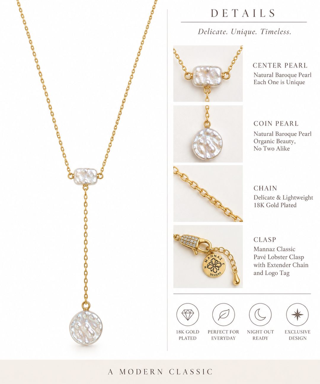 The Baroque Pearl Lariat Necklace