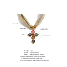 Isis Cross Mesh Necklace – Statement Gold & Gemstones