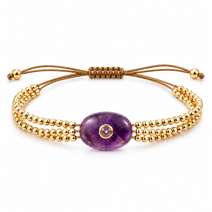 The Intention Bracelet — Gemstone Macramé Gold Beaded Bracelet