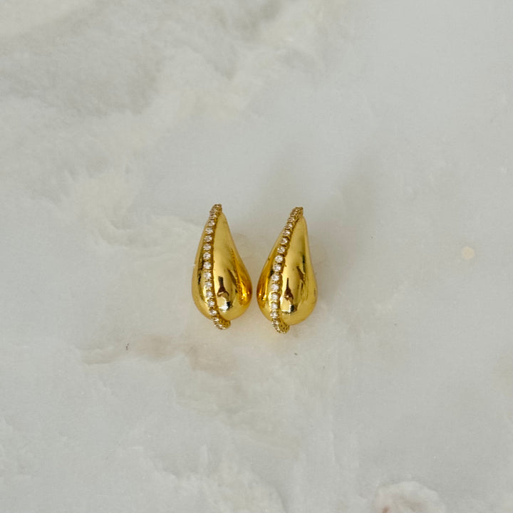 Gold Plated Heart Pearl Stud Earrings