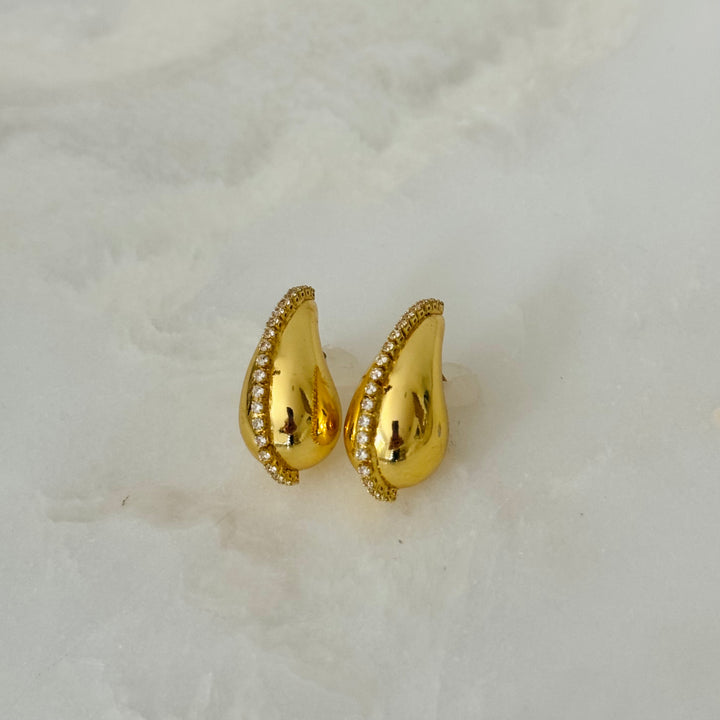 Gold Drop Earrings with Zirconia