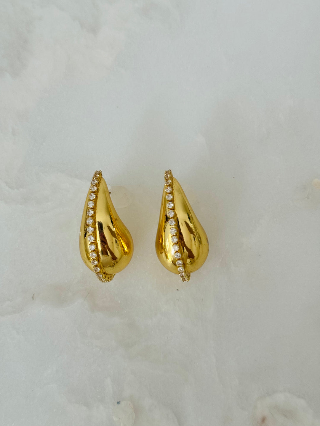 Sparkling Gold Drop Earrings with Zirconia