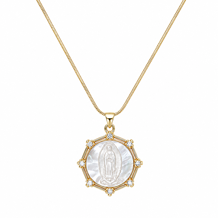 Our Lady of Guadalupe Mother-of-Pearl Medal Necklace