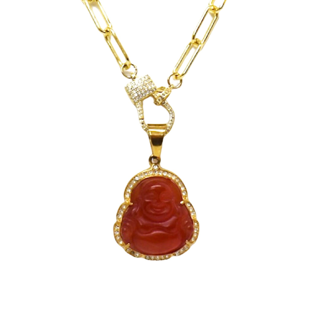 Buddha Gold and Jade pendant Necklace
