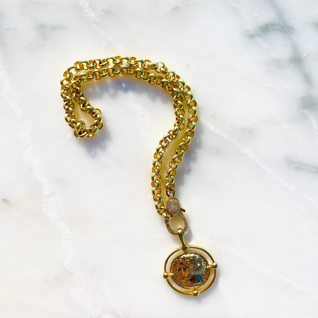Greek Medallion Gold Necklace
