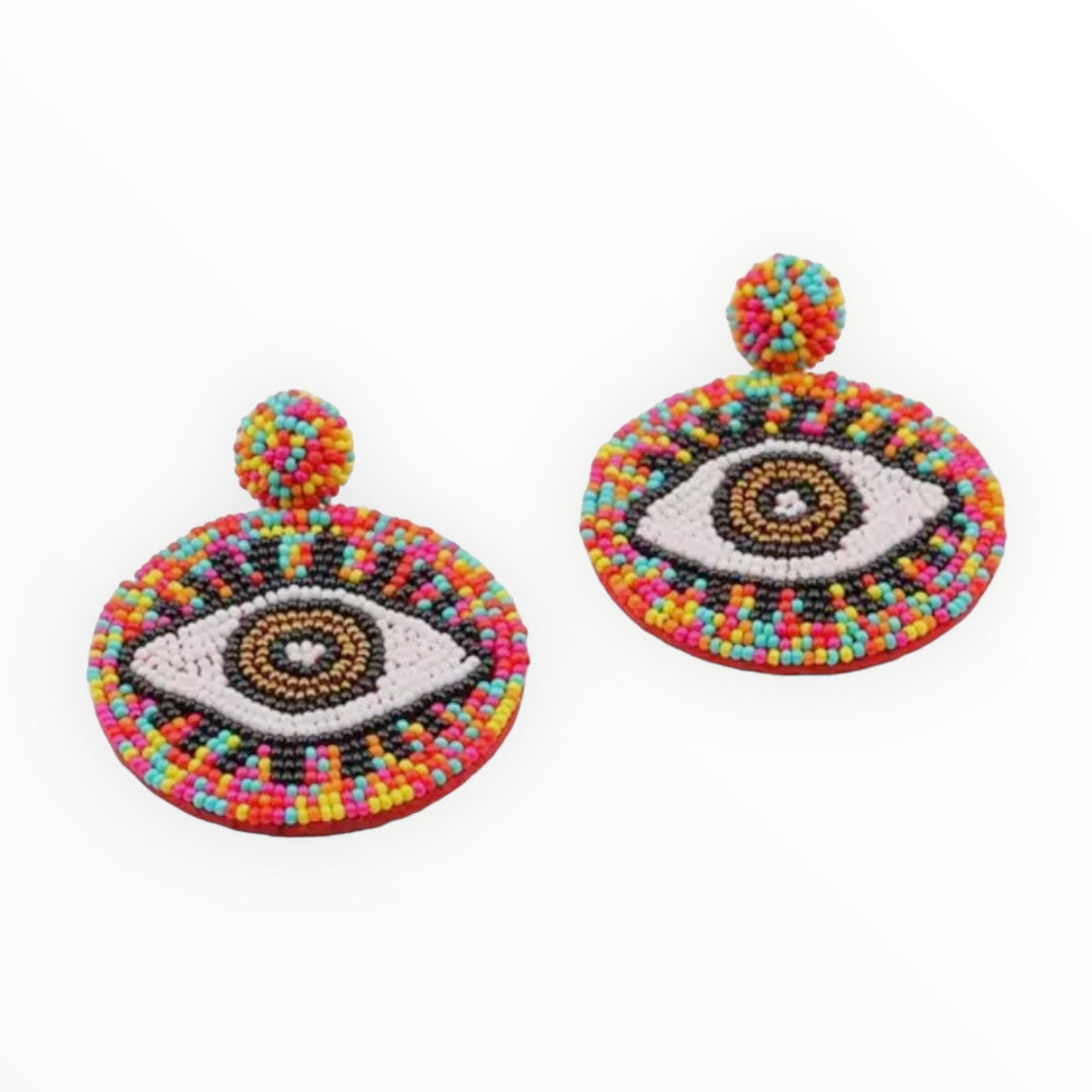  Default Title Earrings Mannaz Designs Colorful Evil Eye Miyuki Earrings 