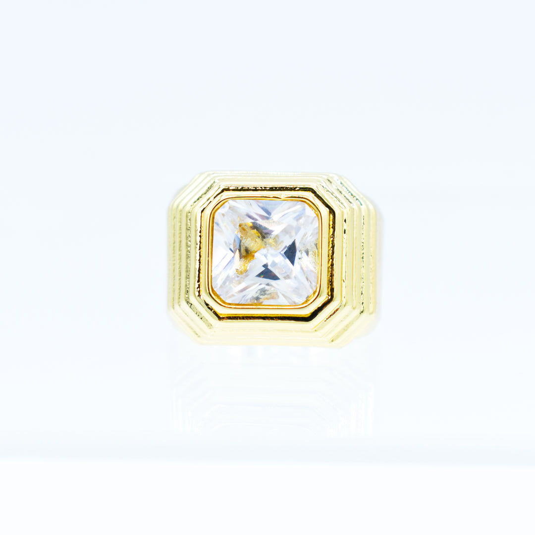 Princess Gold Ring with Color Crystals
