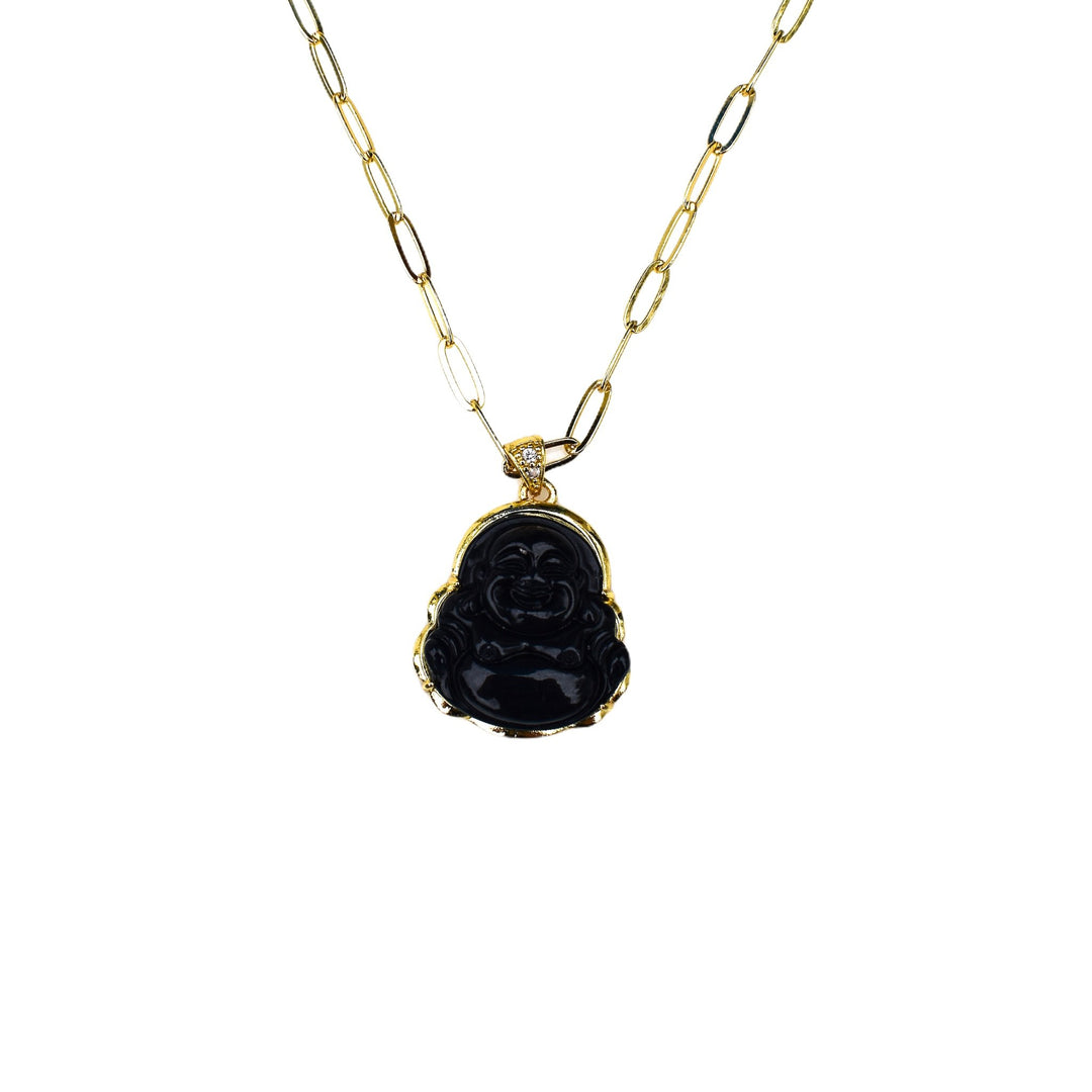 Summer 2021 Red Necklace Mannaz Designs Happy Buddha in Aghata 