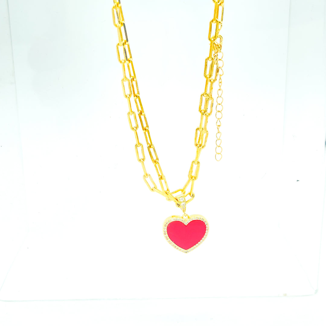 Love Heart Pendant Gold Necklace