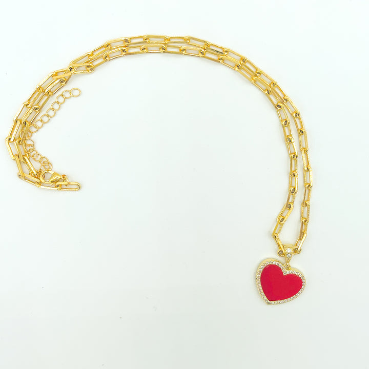 Love Heart Pendant Gold Necklace