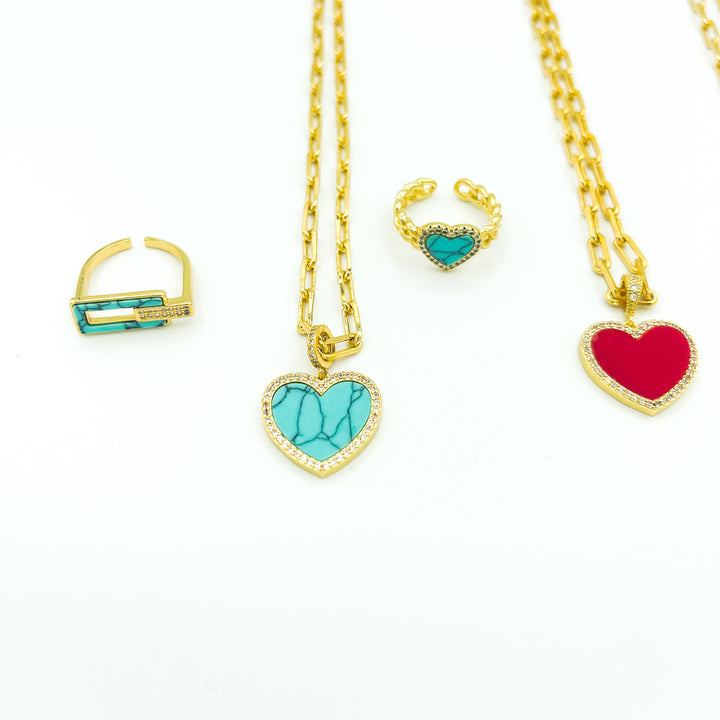 Love Heart Pendant Gold Necklace