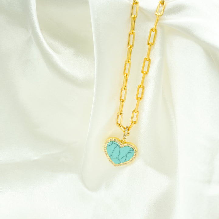 Love Heart Pendant Gold Necklace