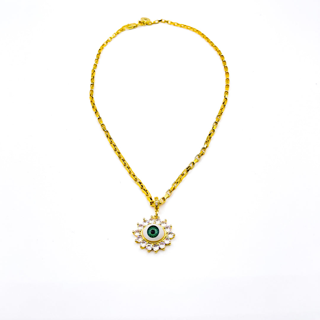 Evil Eye  Necklace in Green