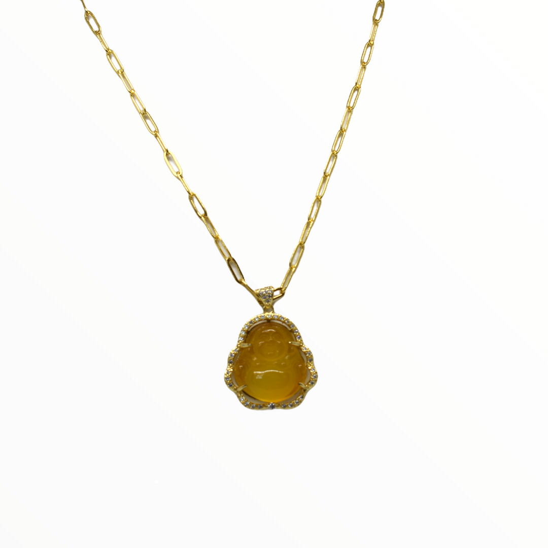 Buddha Gold and Jade pendant Necklace