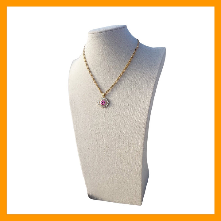 Pink Evil Eye Gold  Magic Necklace